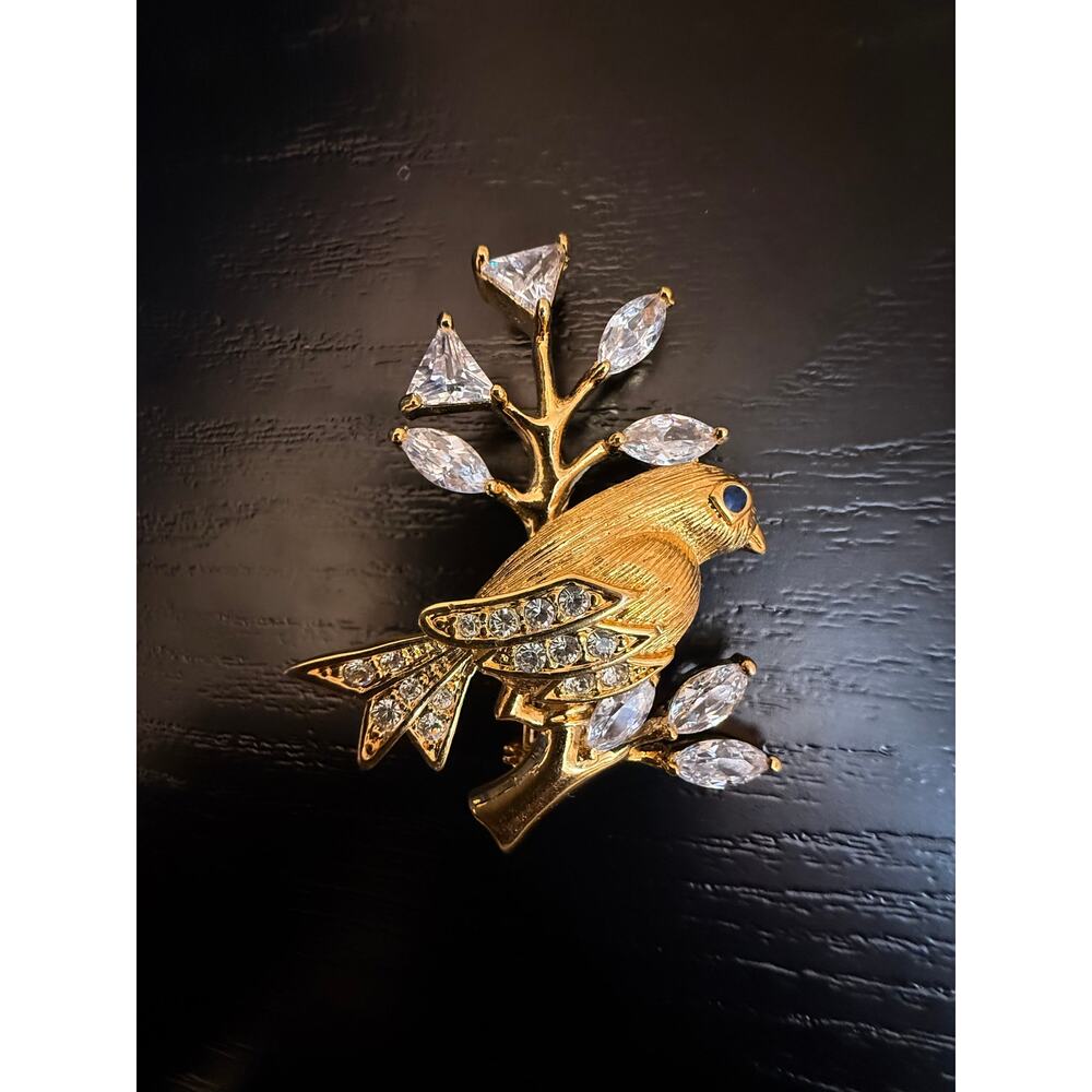 Vintage Signed Nolan Miller Thailand Gold Tone Bird Brooch